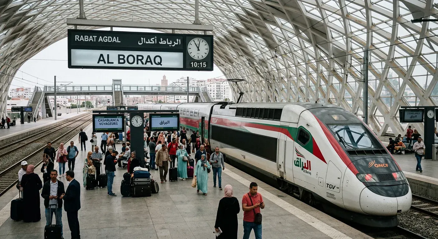 Arrivals hall at a Moroccan airport — reaching Fes by air and rail